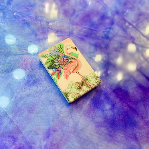 Tropical Flamingo Compact Mirror Makeup Kitschy Graphic y2k Inspired Novelty - Picture 2 of 4